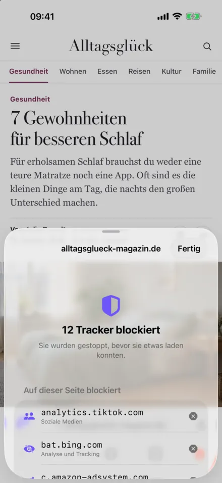 Sporløs auf dem iPhone: Sieh, welche Tracker gestoppt wurden